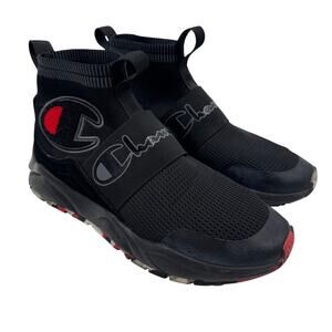 Champion Rally Pro Men’s Slip On Sneakers Size 10 Black Knit Sock Trainer Shoes